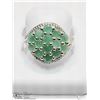 Image 1 : 4) STERLING SILVER EMERALD CLUSTER RING