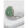Image 2 : 4) STERLING SILVER EMERALD CLUSTER RING