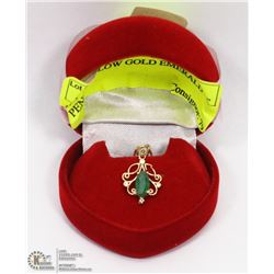 5) 14K YELLOW GOLD EMERALD PENDANT