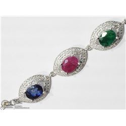 13) STERLING SILVER GEMSTONE BRACELET