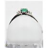 Image 2 : 14) 10K WHITE GOLD EMERALD AND DIAMOND RING