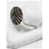 Image 2 : 16) STERLING SILVER BLACK DIAMOND RING
