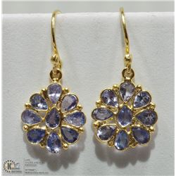 18) GOLD PLATED STERLING SILVER TANZANITE EARRINGS