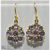 Image 1 : 18) GOLD PLATED STERLING SILVER TANZANITE EARRINGS