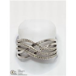 19) STERLING SILVER DIAMOND RING