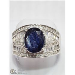 22) STERLING SILVER SAPPHIRE RING