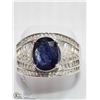 Image 1 : 22) STERLING SILVER SAPPHIRE RING