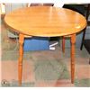 Image 1 : ROUND WOOD TABLE WITH 2 LEAFS, APPROX 36-56",