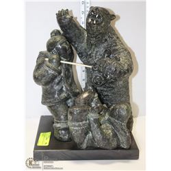 WOLF ORIGINAL SOAP STONE INUIT CARVING.