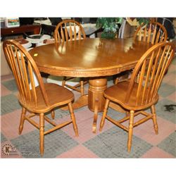 OAK TABLE WITH 4 CHAIRS 42"D X30"H