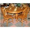 Image 1 : OAK TABLE WITH 4 CHAIRS 42"D X30"H