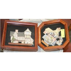 PAIR OF WOOD FRAMED SHADOWBOX BUILDING PICTURES