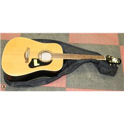 ASHBURY GOLD HARDWARE NATURAL ACOUSTIC GUITAR WITH