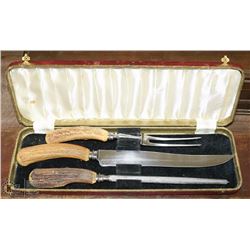VINTAGE ESTATE BONE HANDLED CARVING SET