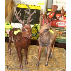 SET OF 2 LARGE LEATHER COVERED