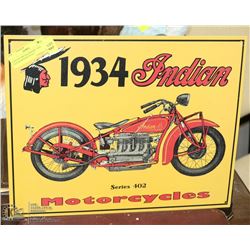 VINTAGE METAL POSTER "1934 INDIAN MOTORCYCLE"