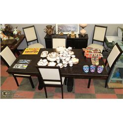 WOOD DININGROOM TABLE WITH 6 CHAIRS AND SIDEBOARD