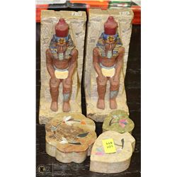 PAIR OF EGYPTIAN BOOK ENDS SOLD WITH 3 STONE