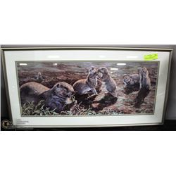 SIGNED, LTD EDITION PRINT OF OTTERS BY GAIL ADAMS