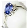 Image 2 : 28) 10K WHITE GOLD TANZANITE AND DIAMOND RING