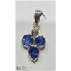 Image 1 : 30) 14K WHITE GOLD SAPPHIRE AND DIAMOND PENDANT