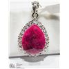 Image 1 : 32) STERLING SILVER RUBY & 24 WHITE TOPAZ PENDANT