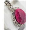 Image 2 : 32) STERLING SILVER RUBY & 24 WHITE TOPAZ PENDANT
