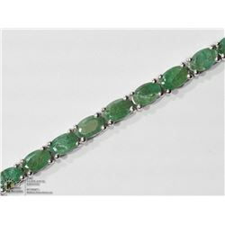 33) STERLING SILVER EMERALD TENNIS BRACELET