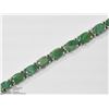 Image 1 : 33) STERLING SILVER EMERALD TENNIS BRACELET