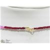 Image 3 : 34) 14K YELLOW GOLD MULTICOLOR RUBY BEAD NECKLACE