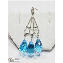 37) 14K WHITE GOLD BLUE TOPAZ EARRINGS