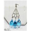 Image 1 : 37) 14K WHITE GOLD BLUE TOPAZ EARRINGS