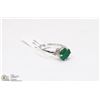 Image 1 : 40) 10K WHITE GOLD EMERALD & 6 DIAMOND RING