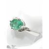 Image 2 : 40) 10K WHITE GOLD EMERALD & 6 DIAMOND RING