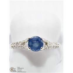 41) 14K WHITE GOLD SAPPHIRE AND DIAMOND RING