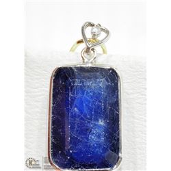 45) 14K WHITE GOLD SAPPHIRE AND DIAMOND PENDANT