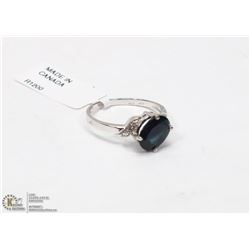 47) 10K WHITE GOLD SAPPHIRE & DIAMOND RING