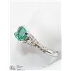 Image 2 : 48) 14K WHITE GOLD EMERALD AND DIAMOND RING