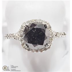 49) 14K WHITE GOLD BLACK AND WHITE DIAMOND RING