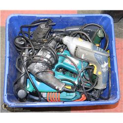 RECYCLING BIN FILLED WITH ASST. POWER DRILLS AND
