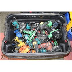 LARGE TOTE FILLED WITH ASSORTED POWER TOOLS