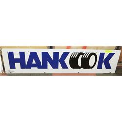 HANCOOK ENAMEL TIRE SIGN 11-1/2 IN X 4FT