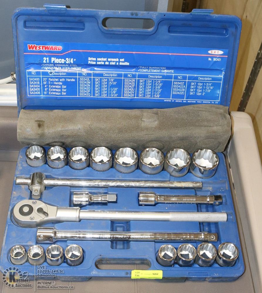 Westward 21 Pc 3 4 Drive Socket Wrench Set Tools Westward 21 Pc 3 4 Drive Socket Wrench Set Tools