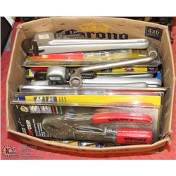 BOX FULL OF ZIP GRIP LOCKING PLIERS AND PIPE