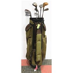 SET OF VINTAGE GOLF CLUBS WITH BAG.
