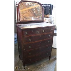 VINTAGE 6 DRAWER  DRESSER WITH MIRROR
