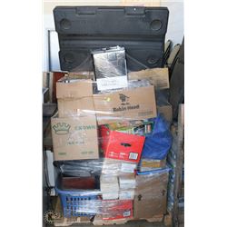 PALLET WITH PAWN SHOP DVD'S, HEAVY DUTY LOCK BOX