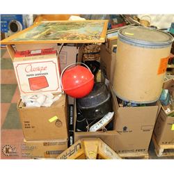 ESTATE PALLET OF MISC HOUSEHOLD AND VINTAGE ITEMS