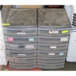 PAIR OF PLASTIC STORAGE SYSTEMS WITH ASSORTED
