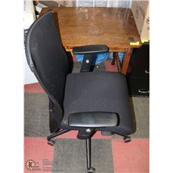 CIRCA 1930'S WOOD DESK WITH HYDRAULIC LIFT CHAIR